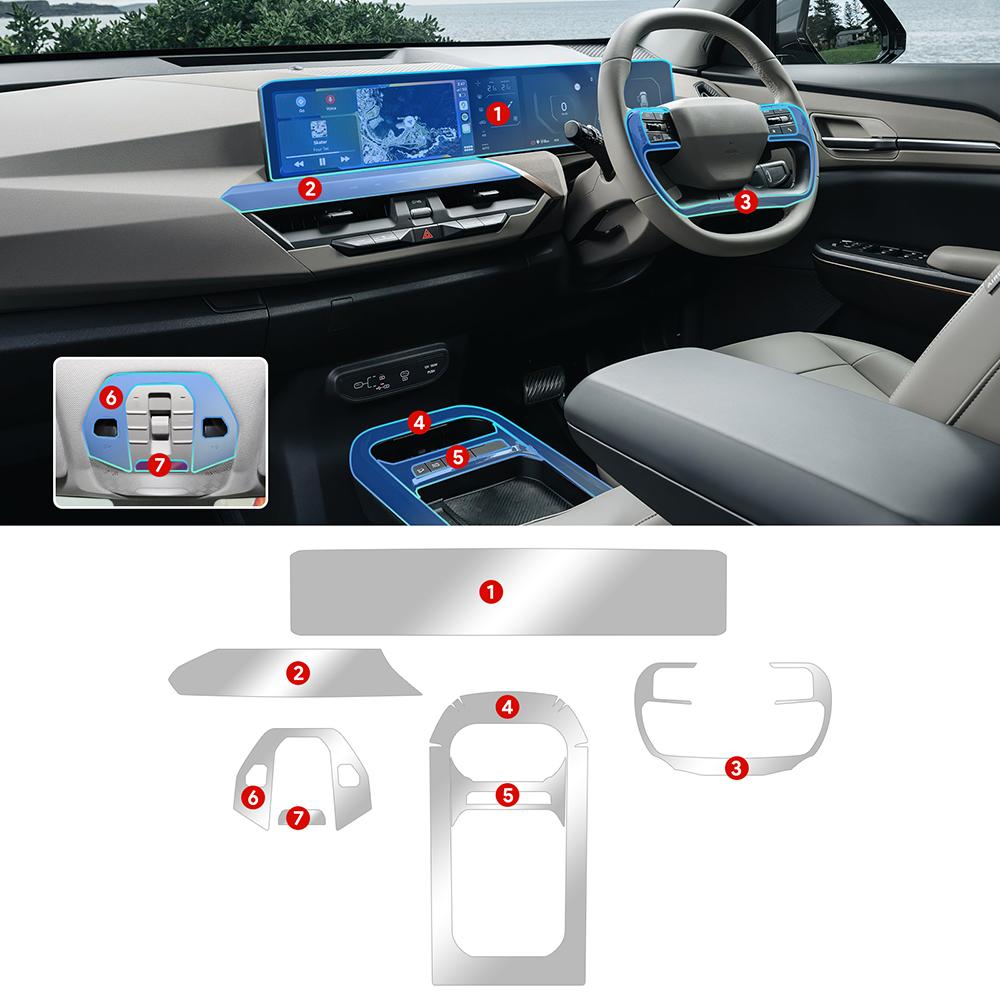 TPU-Schutzfolie für Kia EV5 2024 2025 Innenraum-Panel Kratzfest Unsichtbare Abdeckung