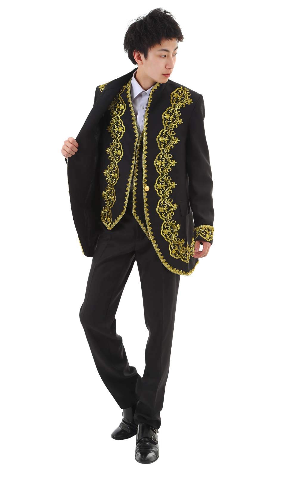 

sera Принц Свадебный Взрослый Благородный Готический Набор [K sera] стиль] Мужской Костюм, Костюм, Смокинг, Стиль, 3 предмета (Черный, Л)