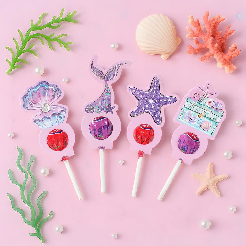 Mermaid Tail Lollipop Card Holder Little Mermaid Birthday Party Decorations Kid Girls Favor Gift Under the Sea Party Baby Shower