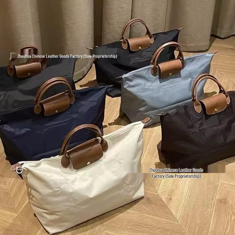 High-Quality Dragon-Inlaid Cowhide Travel Bag: Large, Lightweight, Waterproof Nylon Shoulder Handbag