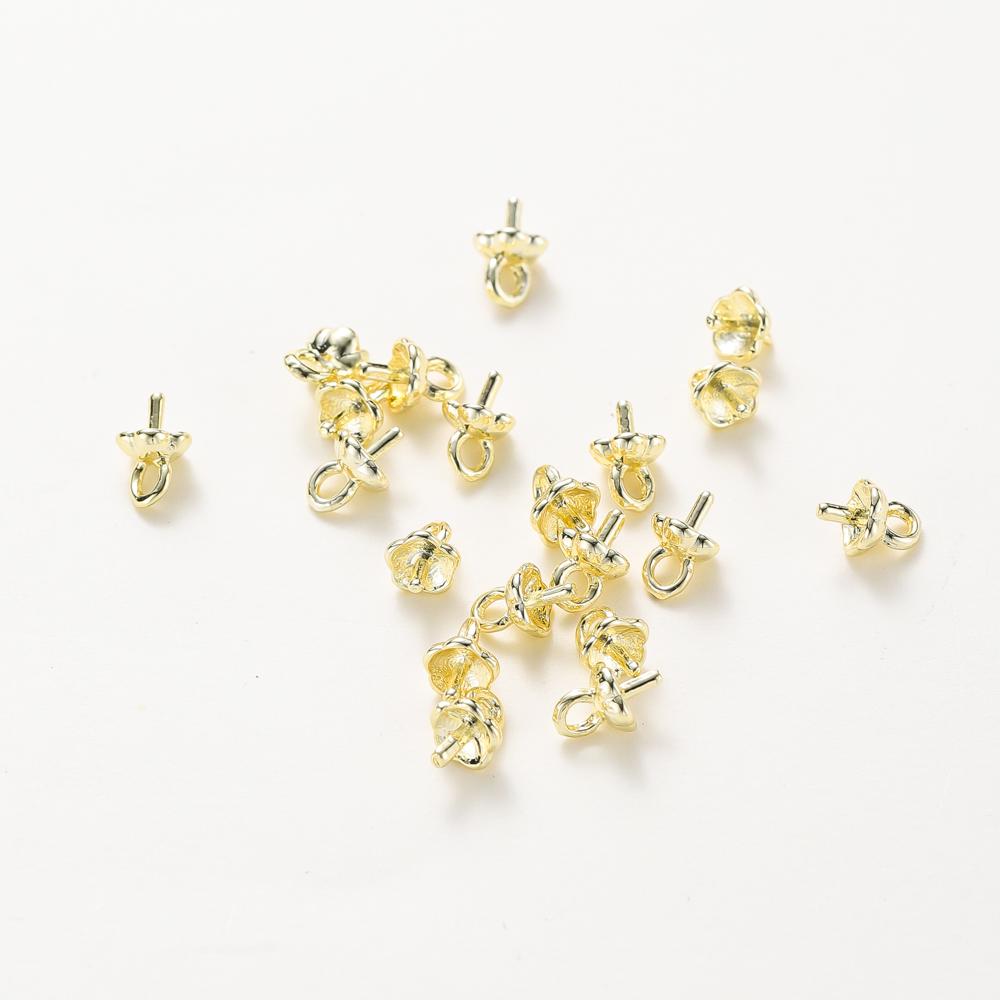 20pcs 14K 18K Gold Pearl Screw Eye Pins Beads Caps End Pendant Connect Beads For DIY Jewelry Charm Making Accessories Findings