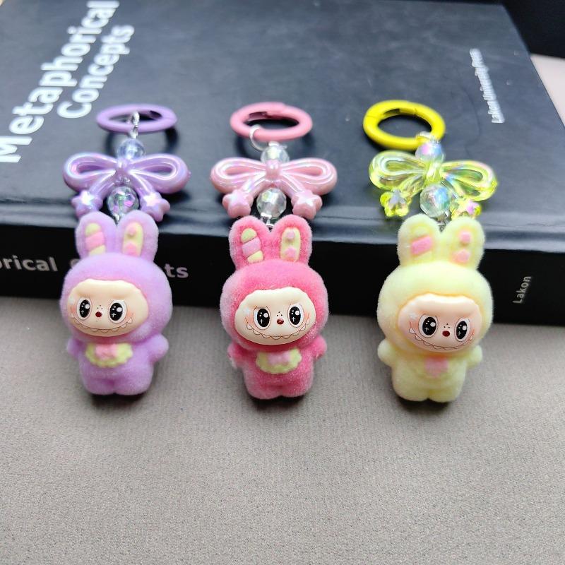 Llavero de Dibujos Animados con Terciopelo, Lazo para Bolso, Colgante para Teléfono Móvil, Regalo para Novia, Aleación, Granos Lindos