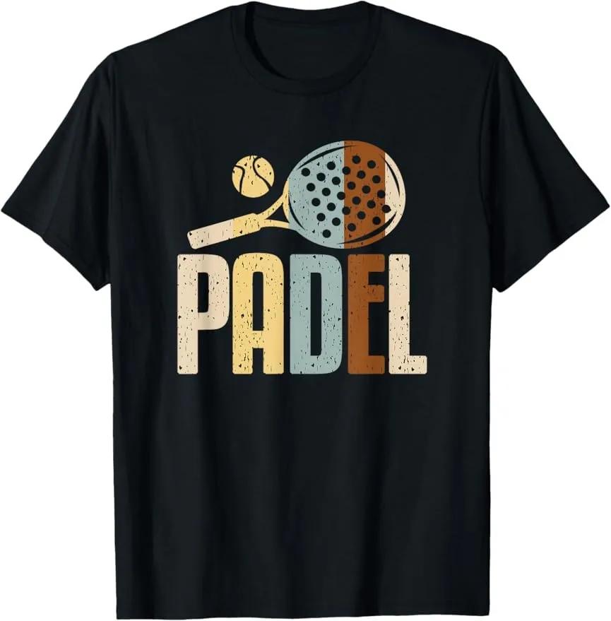 Padel Paddle Tennis Racquet Ball Vintage Colors TShirt Cotton Casual Sports Street Couple Clothes Streetwear Mens T Shirts
