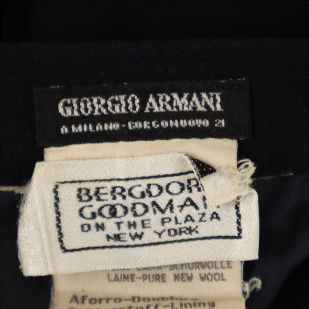 GIORGIO ARMANI 90s Italian Wool Old Midi length flare skirt 40 Navy Women Used