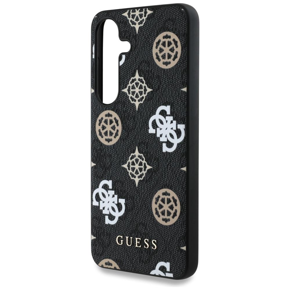Guess 4G Printed Colored Peony Pattern Case Magsafe For Samsung Galaxy S25 Black