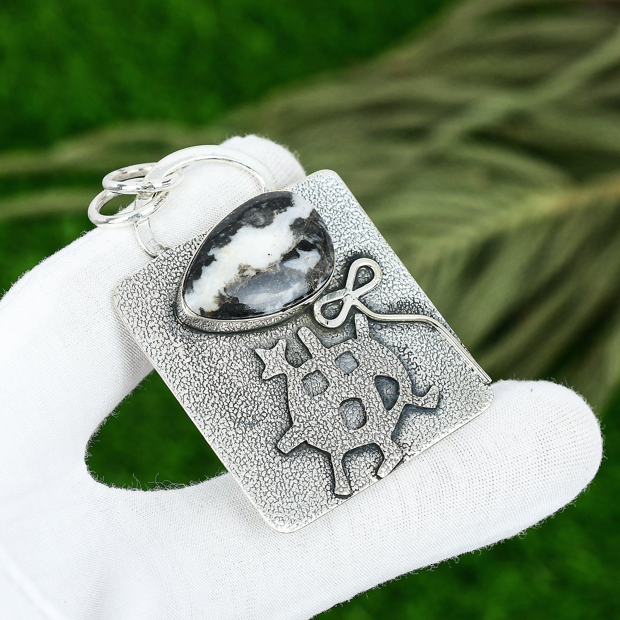 

Friendship Day Sale 925 Sterling Silver Natural Zebra Jasper Handcrafted Pendant