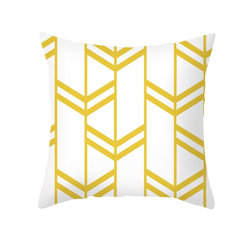 Yellow Geometric Abstract Pattern Throw Pillow Cover With Short Plush Print For Living Room Sofa Decoration Cushion Cover