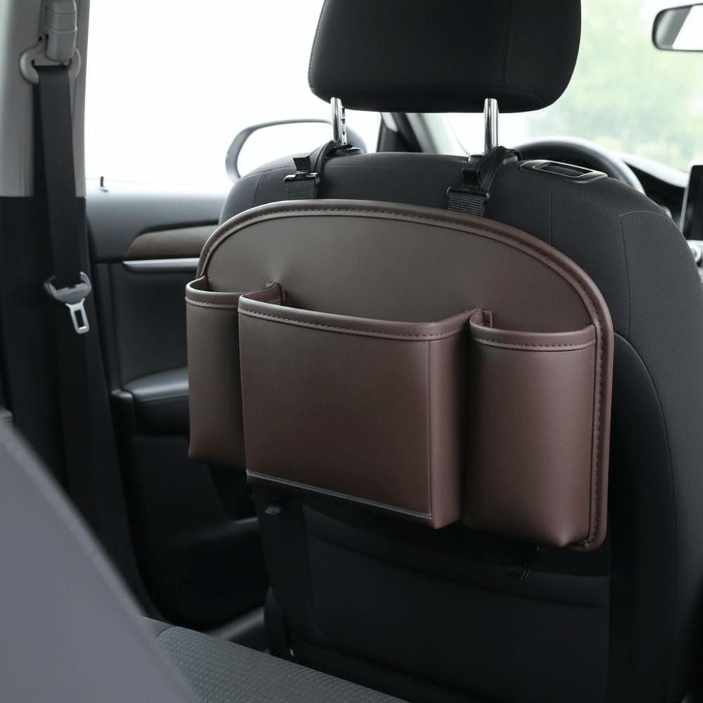 Leather Material Car Back Seat Organizer Car Storage Organizer  Road Trip Essentials