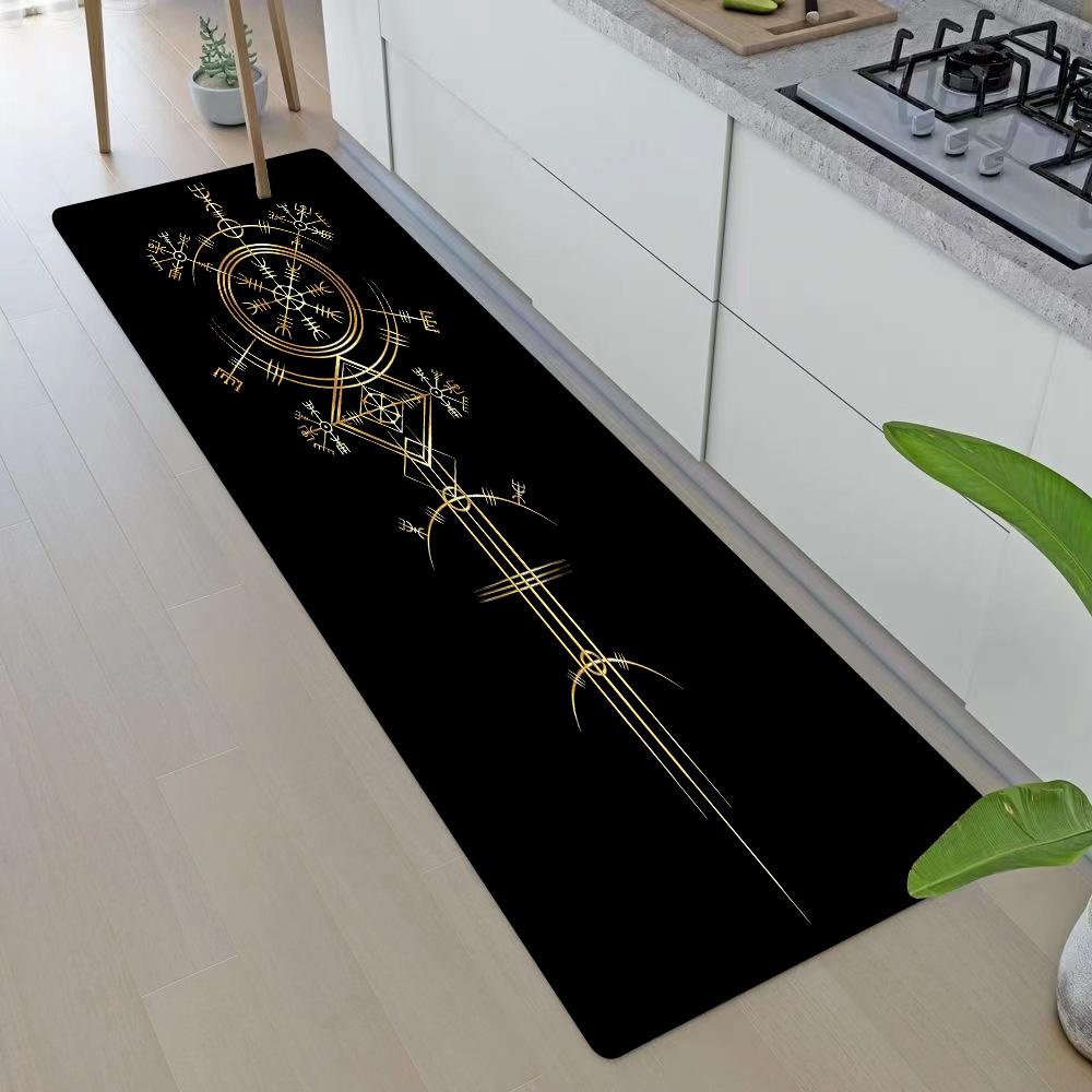Entrance Front Doormat Symbol Valknut Nordic Valhalla Non-slip Kitchen Living Room Rug Balcony Bathroom Foot Floor Mat Carpet