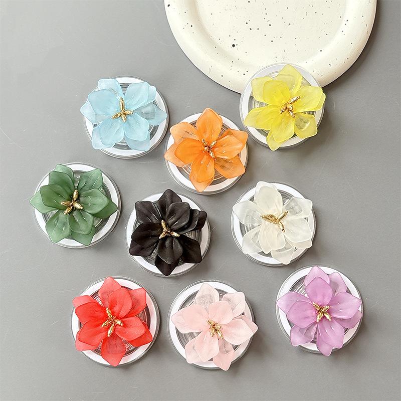 Small I Fresh Flower Fashion Mobile Phone Airbag Holder Solid Color Magnetic Suction Telescopic Internet Celebrity Girl Ring Party Gift