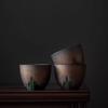 Chinese Style Ceramic Teacup Gold Trimmed Antique Master Cup Individual Gongfu Tea Cup for Home Decor Meditation Personal Use