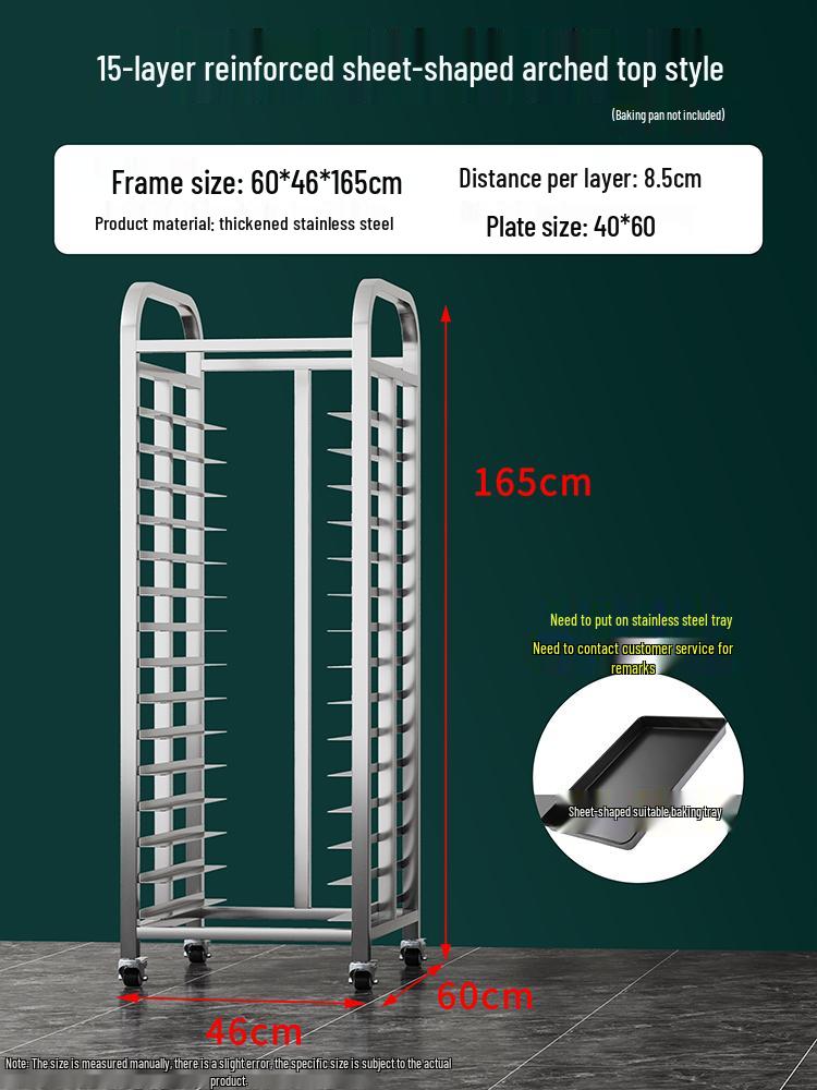Stainless Steel Baking Tray Trolley: Multi-Tier Rack for Bread, Cake, and Oven Sheets.