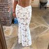 Romantic Island Resort Style Lace Three-Dimensional Floral V-Waist Long Skirt, Sexy Slim-Fit Figure-Flattering Half Skirt