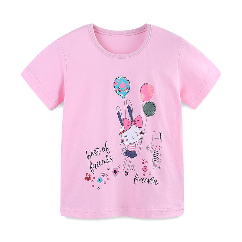 European & American Style Girls Knitted Cotton Short-Sleeve T-Shirts - Summer Collection 2026 125cm - 7 Years