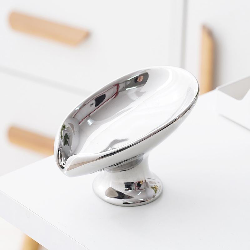 Nordic Light Luxury Ceramic Soap Dish - No-Drill, Water-Draining Bathroom Holder