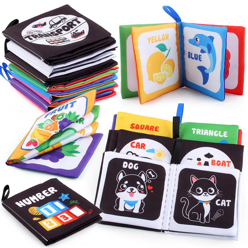 Baby Early Education Black And White Cloth Book Tear-resistant With Sound Paper Palm Cloth Book For Infants And Toddlers