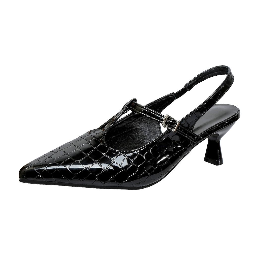 Baotou Sandals Spring and Summer New Pointed Toe Shallow Mouth Stiletto Patent Leather Temperament High Heels