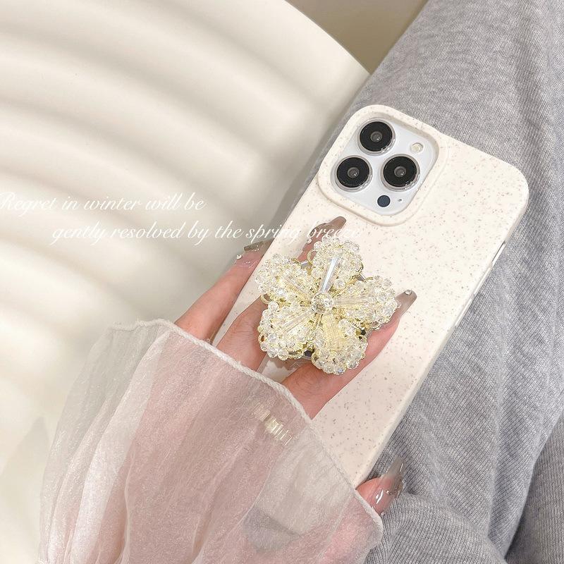 Light Luxury Crystal Snowflake Mobile Phone Airbag Bracket, Small Wind And Fresh Flower Rhinestone Watching Drama Desktop Rack