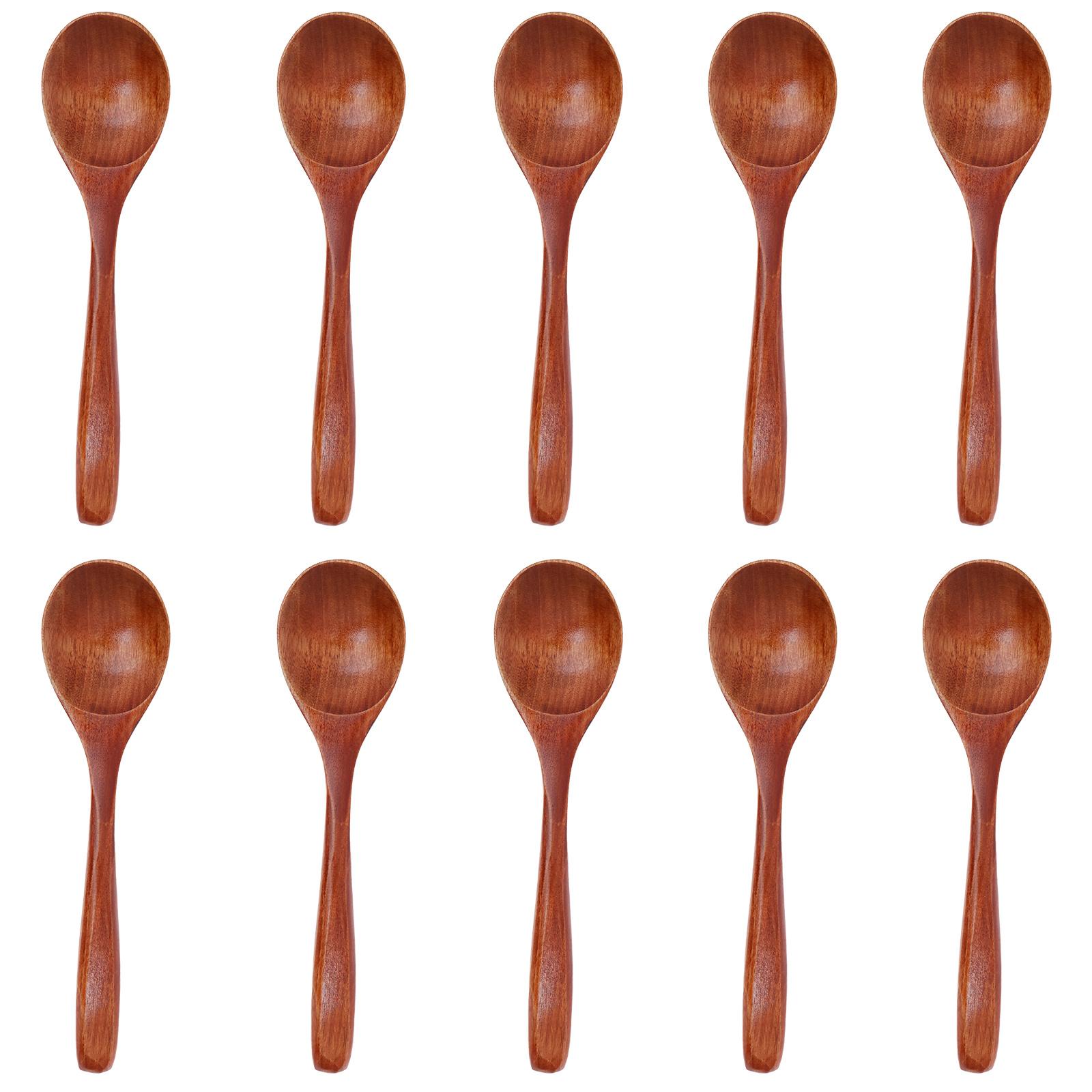 10 шт. Деревянная ложка Кухонная кулинарная утварь Инструмент Суповая чайная ложка Кейтеринг Детская ложка Круглая суповая ложка кухонная утварь для риса супа Wooden
