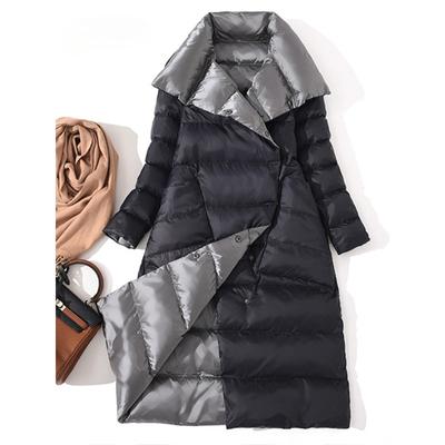 2023 Winter Women 90% Duck Down Jacket Long Thick Double Sided Over Knee Coat Female Warm Double Breasted Parka Outwear Warm Parkas Snow Outerwear