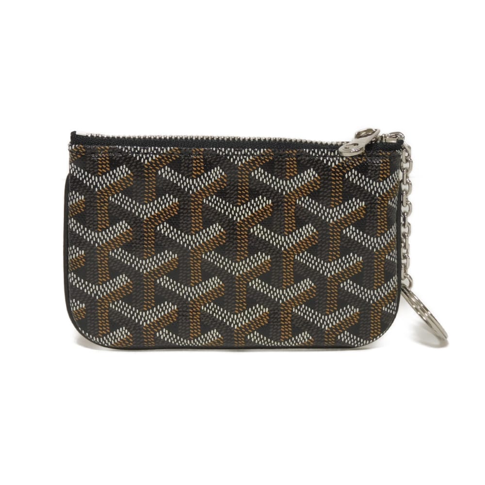 Used 9776 Senna Nano Key Ring 7943 Coin Pocket Wallet In Excellent Condition, Herringbone Pattern, Black. Men's. from