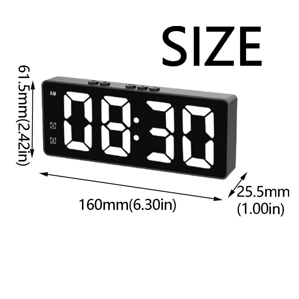 Mirror Display LED Mirror Clock Sound Control Large Number Digital Alarm Clock Mute Function Adjustable Brightness