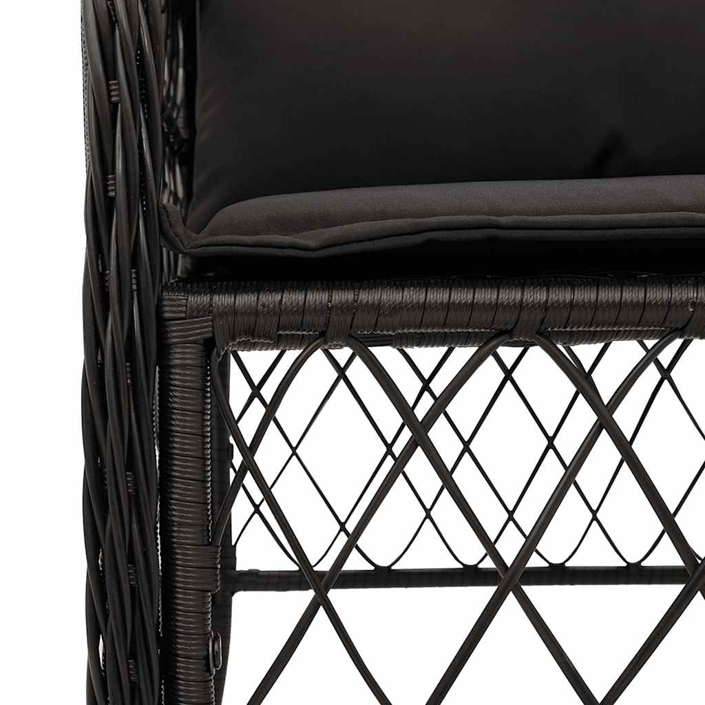 Vidaxl 5-Cz. Garden Furniture Set With Cushions, Black, Poly Rattan