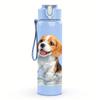 1 Pezzo Cucciolo di Beagle Ritratto con Schizzi d'Acqua 750ml Plastica Colorata Borraccia Sportiva Tappo Flip-Top Anti-Perdita Adatta per Sport Ufficio Uso Domestico