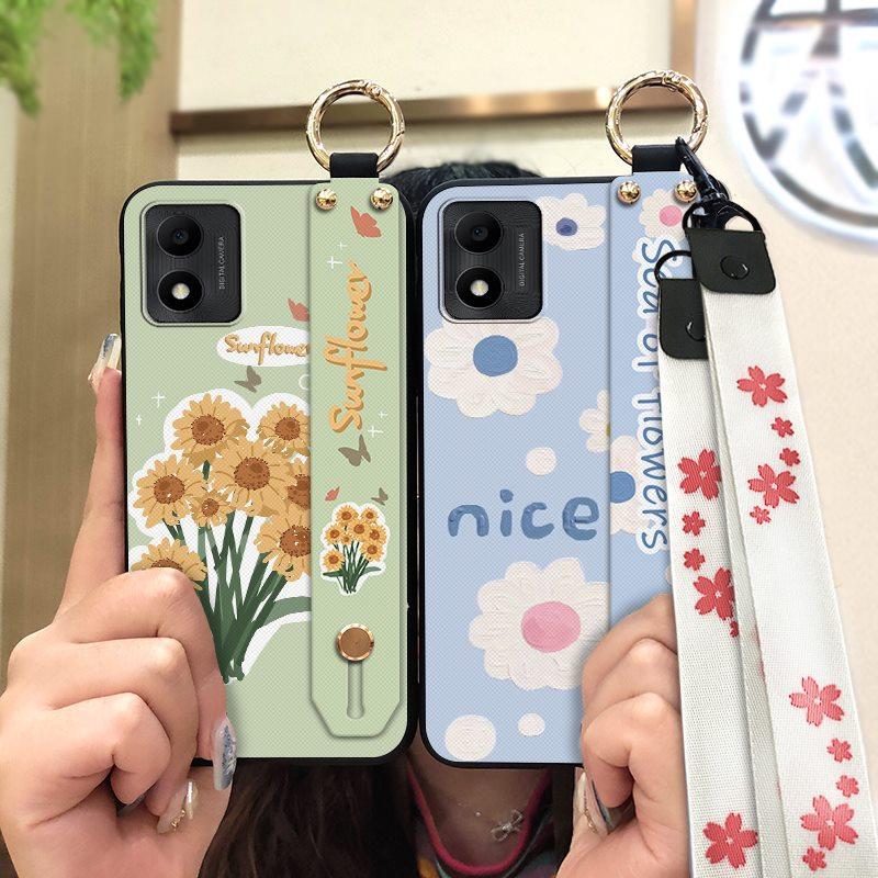 Soft Case Back Cover Phone Case For TCL 305i Shockproof Durable Ring Wrist Strap Phone Holder Anti-knock Oil Painting