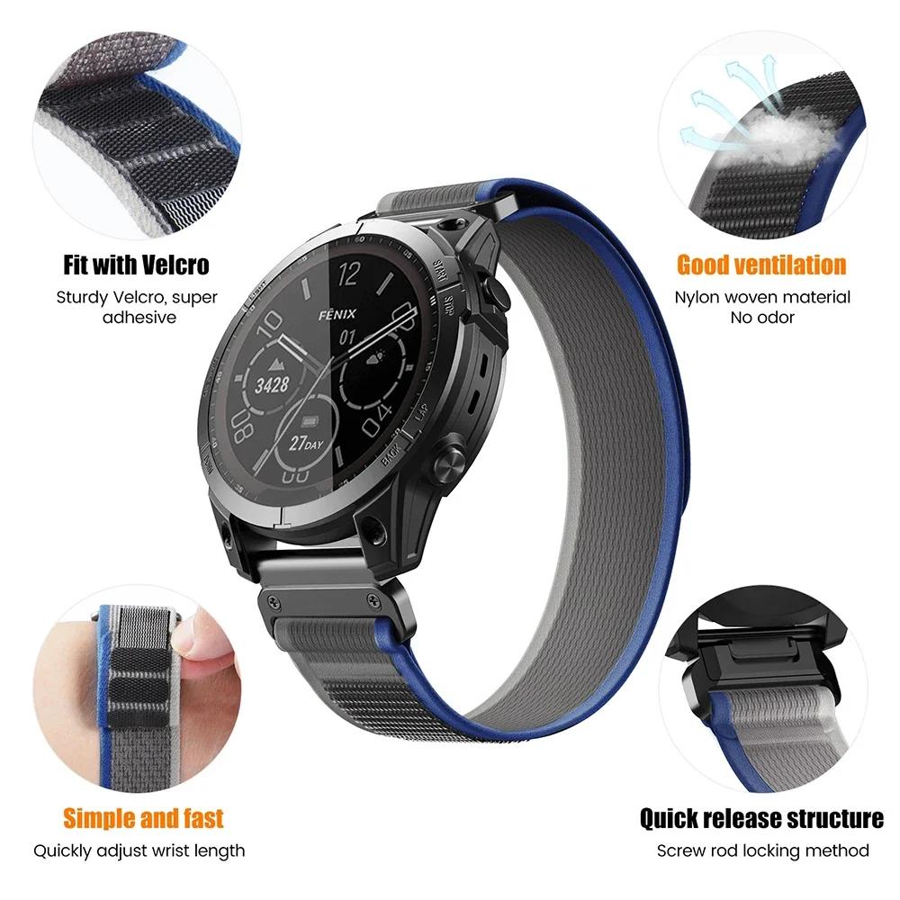 QuickFit 22mm 26mm Nylon Sport Strap For Garmin Fenix 6X 7X Pro/Epix Pro Gen2 51mm 47mm/Fenix 5 5XPlus Forerunner 965 Watchband