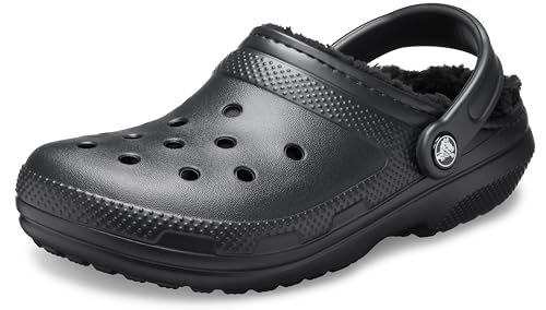 CROCS Classic Lined Clog Sandals, Black/Black, Size 24cm