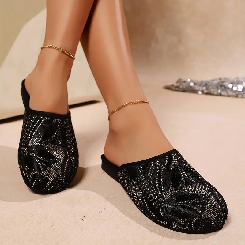 

Fashion New Sandals Women Plus Size Women Casual Half Wrapped Head Drag 43 чёрный