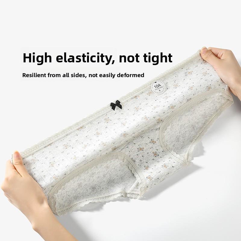 Ladies Spring and Autumn Fresh Small Floral Pure Cotton 10A Antibacterial Extension Crotch Breathable Briefs