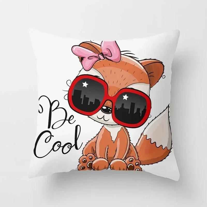 Cartoon Fuchs Tierdruck Kissen Kissenbezug Dekokissenbezug