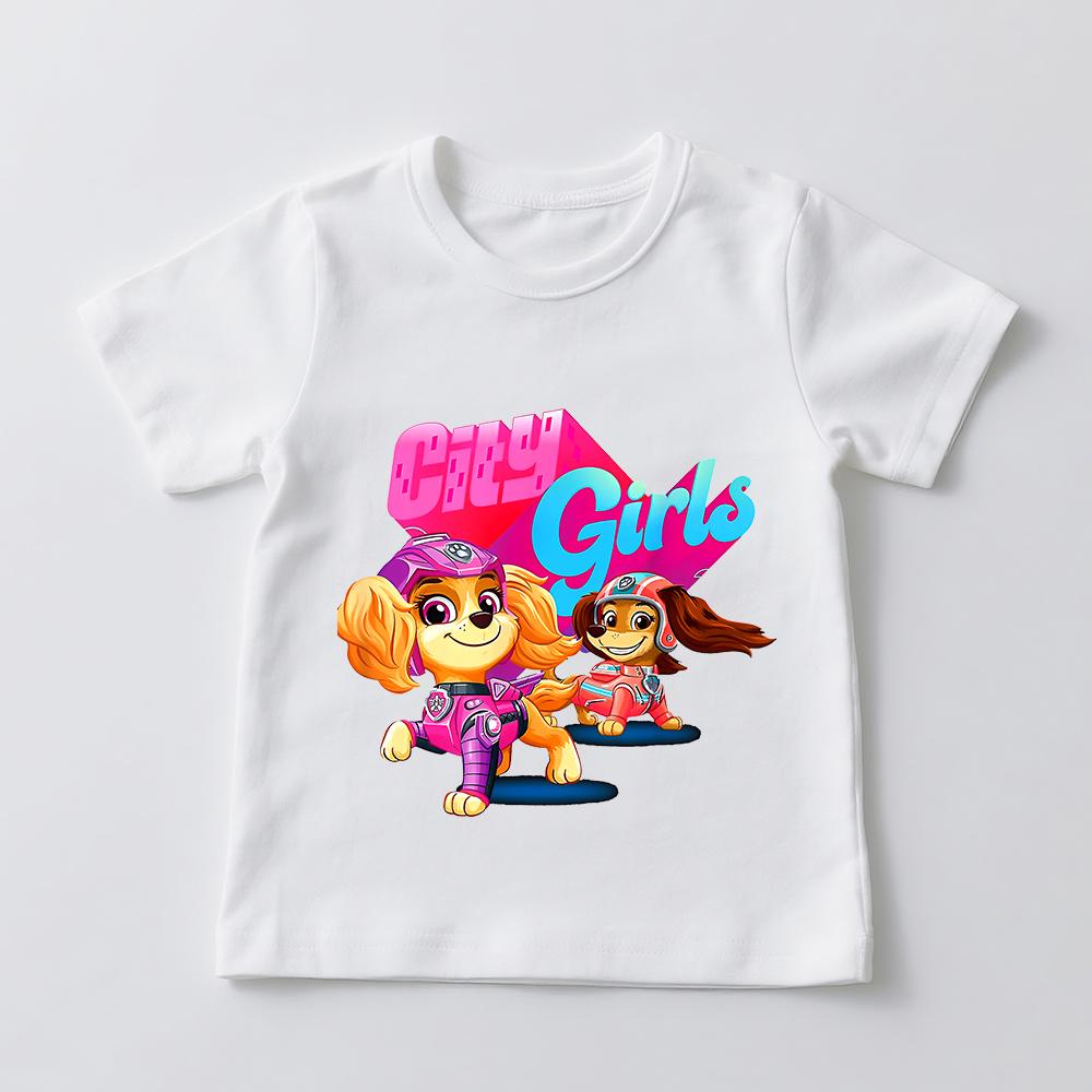 Paw Patrol Skye Liberty Graphic T Shirt Girls Casual Summer Clothes Kids Fashion Tee Top