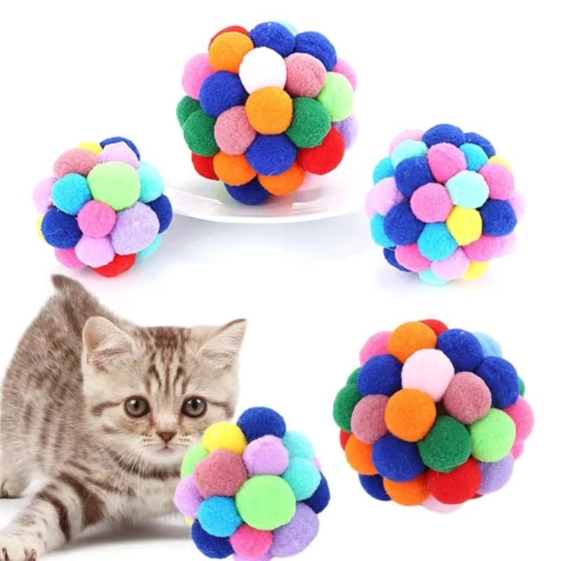 6 Stück Bunte Katzen Kauspielzeug Ballform Sicher Verbessern Stimmung Spielzeug mit Geräusch Verbessern Stimmung Geschenk für Kätzchen