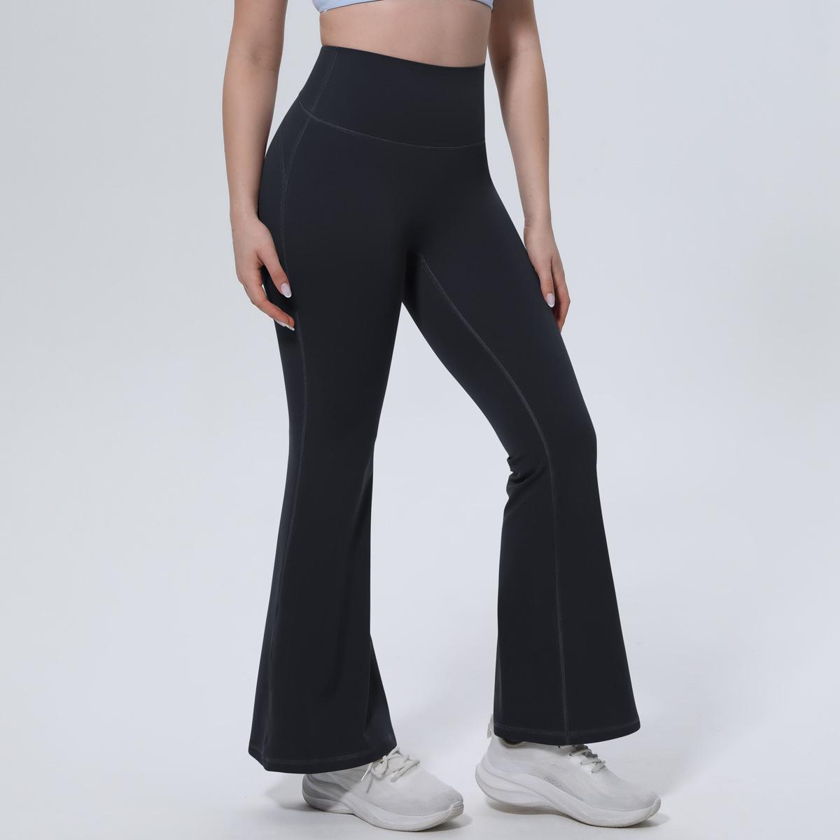 

Европейские и американские расклешенные йога-штаны с высокой талией: Тонкие, Дружелюбные к коже, Подтягивающие бедра для бега, пилатеса и повседневной носки Small