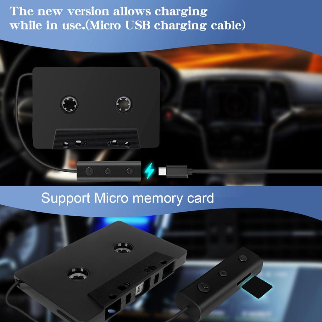 TOPINCN Bluetooth 5.0 4 Channel Car Cassette Converter, Auto Power Off, Plug and Play, and Playable with USB Cable