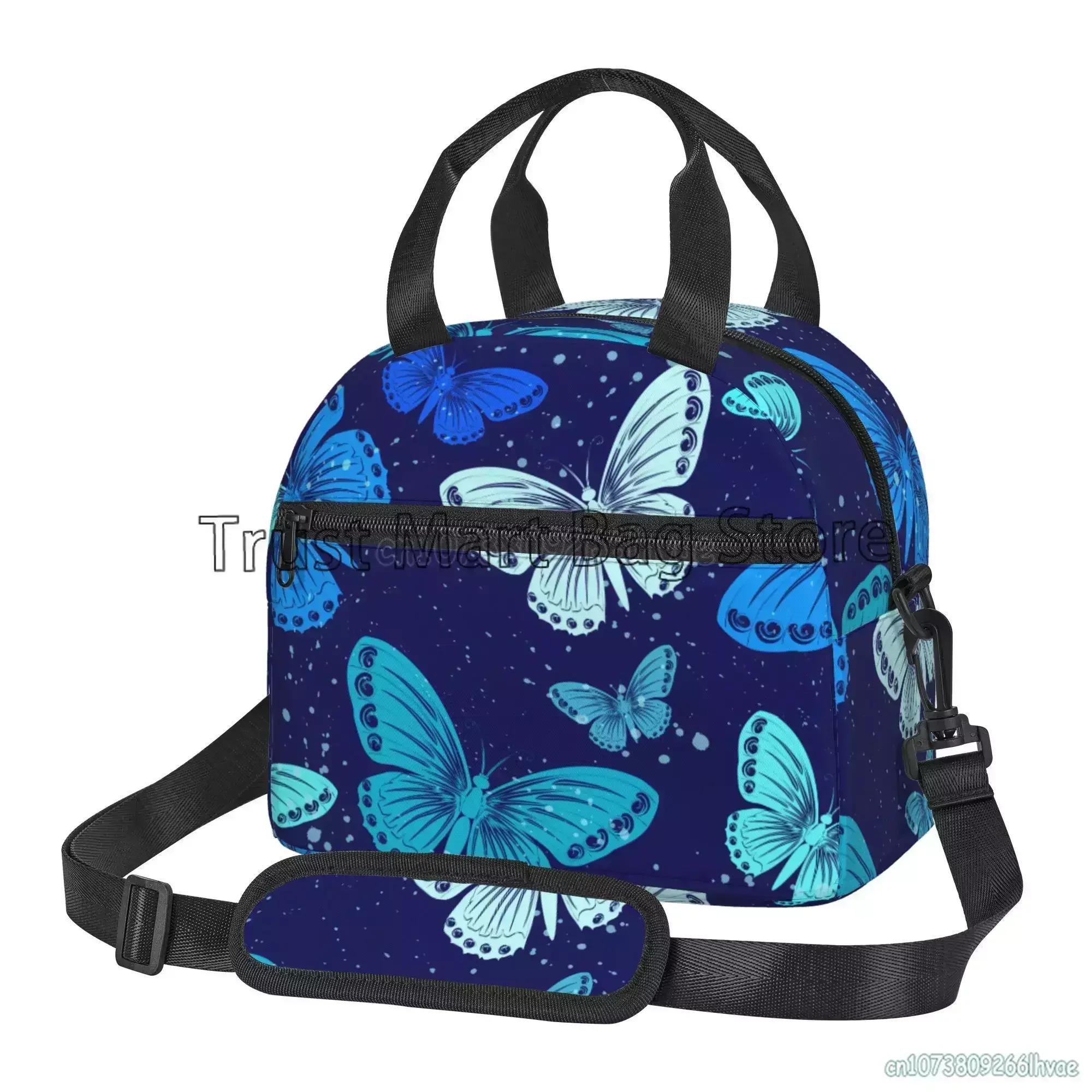 

Colorful Butterflies Insulated Lunch Bag Reusable Bento Bag Thermal Lunch Box with Shoulder Strap for Women School Work Picnic