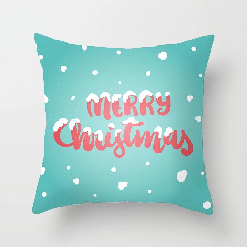 Christmas Decoration Cartoon Santa Claus Polyester Throw Pillow Case Merry Christmas Decorative Pillowcase 45X45Cm