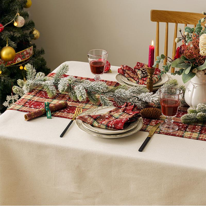 2026 1PC Red Tablecloth Plaid Table Runner Placemat Heat Insulation Mat Christmas Fabric High Temperature Resistant Home Coaster Decoration