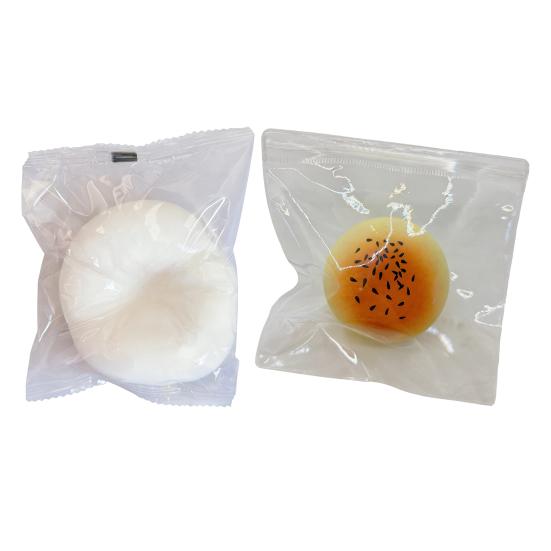 White Steamed Bun Squeeze Toy Stress Relief Slow Rising Egg Yolk Puff Sensory Toy Soft Stress Ball Stretchy Simulated Food Pinch Fidget Toy