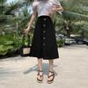 DIMANAF 2026 Summer New Plus Size Women Skirts Fashion Office Lady Style Pleated Long Skirt with Pockets Solid Black
