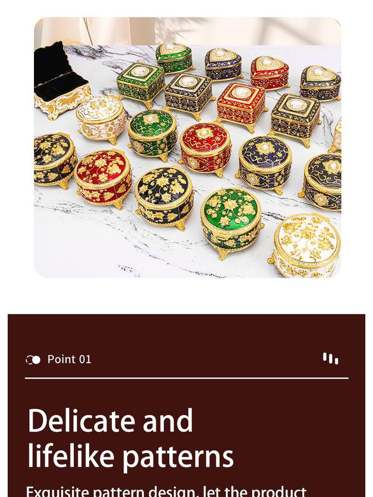European Retro Enamel Jewelry Box: Exquisite Metal Storage for Necklaces and Princess Jewelry