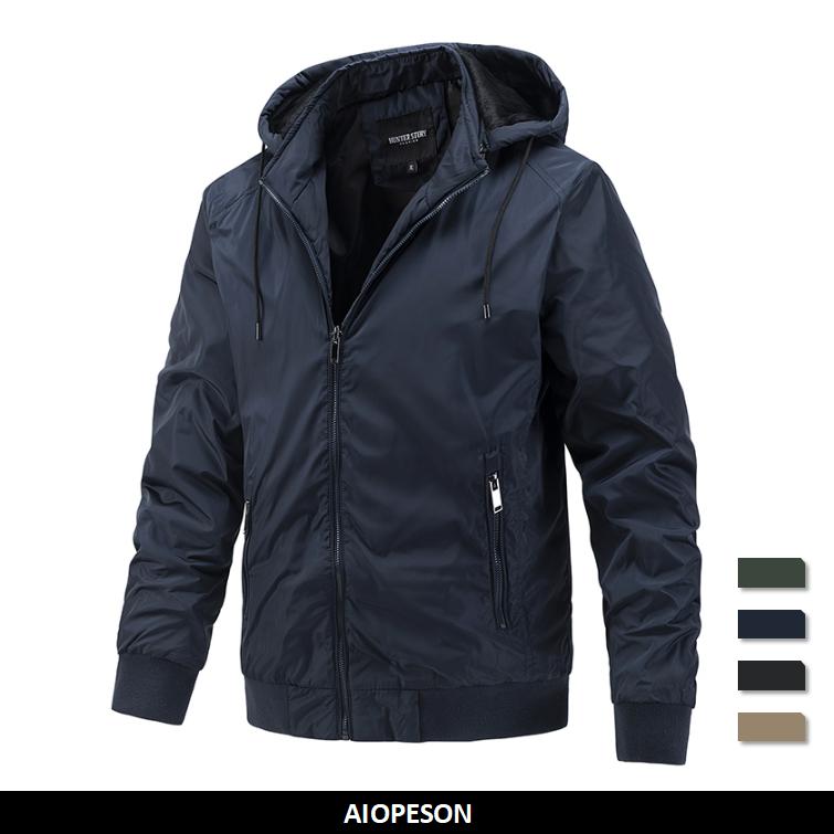 

AIOPESON мужские куртки мужские повседневные с капюшоном однотонная куртка на молнии новое осеннее тонкое хлопковое пальто спортивная верхняя одежда мужская одежда