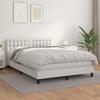 Exclusive House - Bed Slat Base with Mattress White 140x200cm Faux Leather