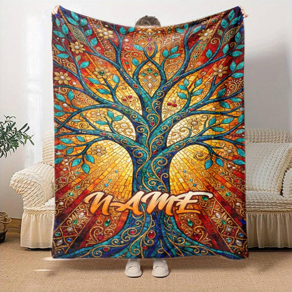 Tree Of Life Home Customize Your Name Blankets Soft Comfortable Lightweight Allseason Multiuse Blanket For Couch Office Bed Living Room Picnic Perfect