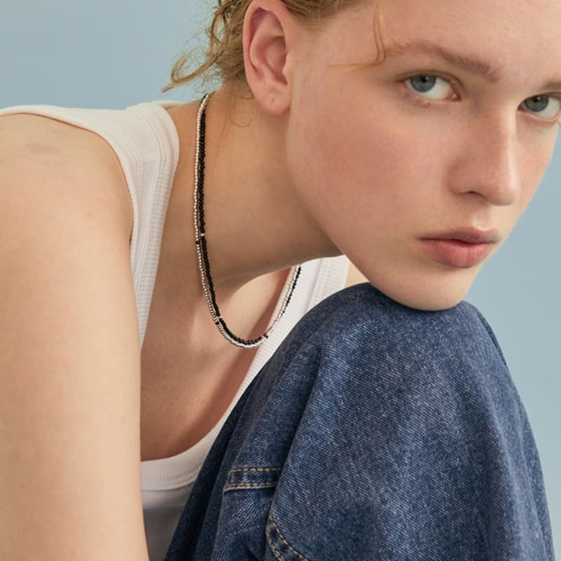 LUNNE Silver 925 Black Spinel Glow Necklace #LSN72