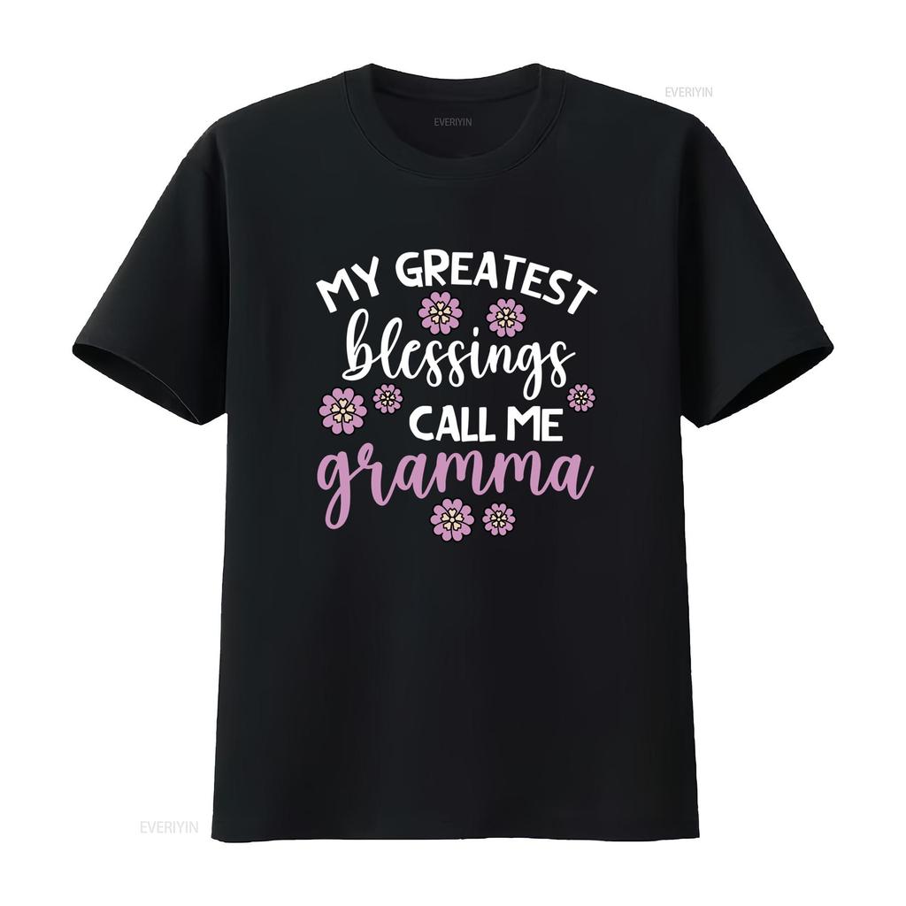 Cute Floral Greatest Blessings Call Me Gramma Quote Print Casual T Shirt Vintage Washed Versatile Stylish Fashion Graphic