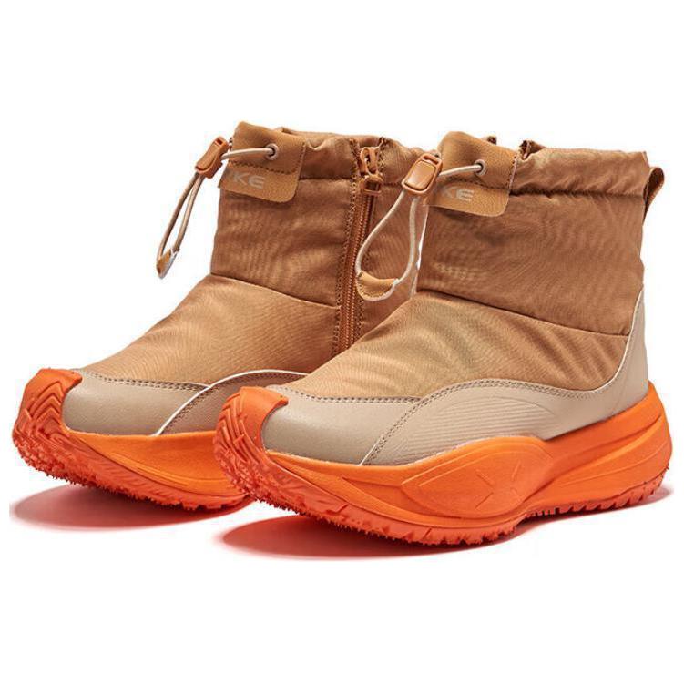 Hongxing Erke Wen Nuan 2.0 Cotton Lined Windproof Water Resistant Short Snow Boots Women Boots Caramel Brown Milk-Tea 52124421227-802